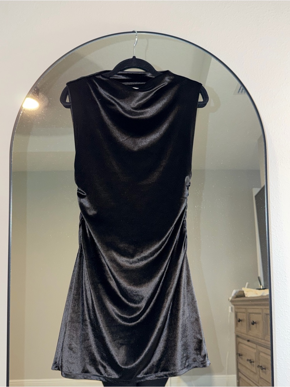Wayf Black Drape Mini Dress